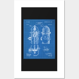 Fire Fighter Patent - Fire Hydrant Art - Blueprint Posters and Art